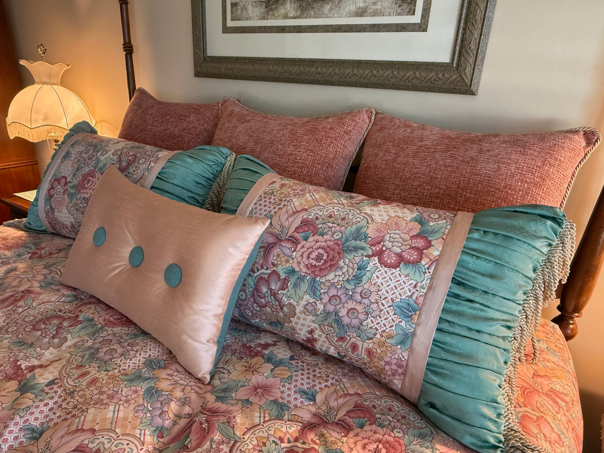 Custom Teal and Coral Bedding Set