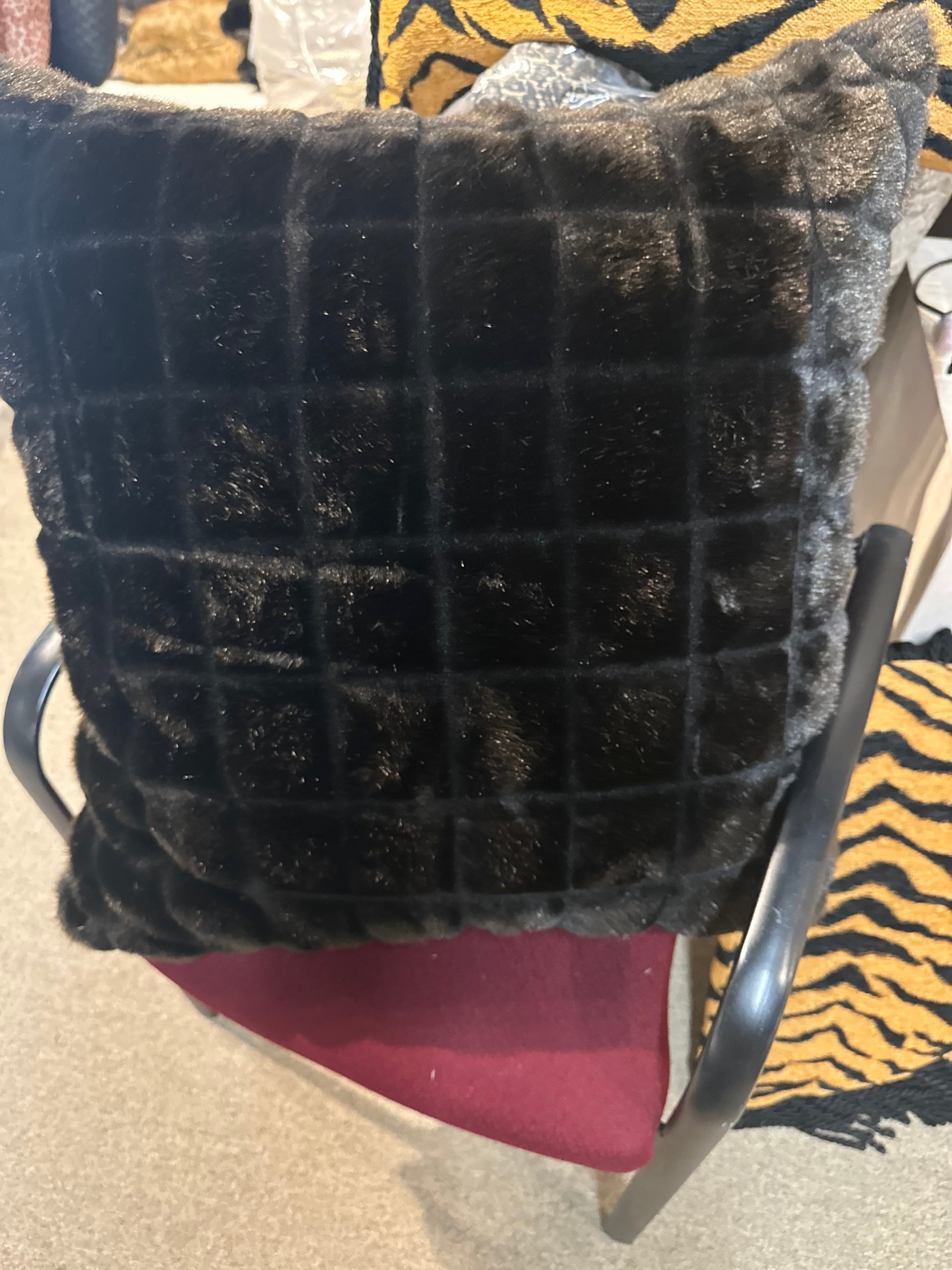 Black Faux Fur Pillow - K&R Interiors